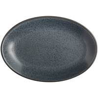Acopa Embers 9 1/2" x 6 1/2" Midnight Blue Matte Coupe Stoneware Platter - Sample