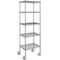 Steelton 18 inch x 24 inch NSF Chrome 5-Shelf Kit with 72 inch Posts and Casters