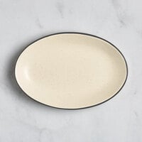 Acopa Embers 9 1/2" x 6 1/2" Cream White Matte Coupe Stoneware Platter - Sample