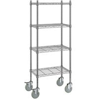 Steelton 14 inch x 24 inch NSF Chrome 4-Shelf Kit with 54 inch Posts and Casters