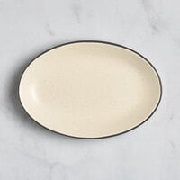 Acopa Embers 9 1/2" x 6 1/2" Cream White Matte Coupe Stoneware Platter - 12/Case