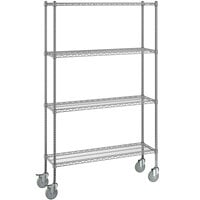 Steelton 14 inch x 48 inch NSF Chrome 4-Shelf Kit with 72 inch Posts and Casters