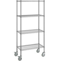 Steelton 18" x 36" NSF Chrome 4-Shelf Kit with 72" Posts and Casters