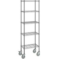 Steelton 14" x 24" NSF Chrome 5-Shelf Kit with 72" Posts and Casters