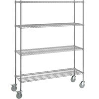 Steelton 18 inch x 60 inch NSF Chrome 4-Shelf Kit with 72 inch Posts and Casters