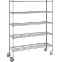 Steelton 18" x 60" NSF Chrome 5-Shelf Kit with 72" Posts and Casters