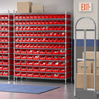 Regency 12 inch x 60 inch x 74 inch Wire Shelving Unit with 118 Red Bins