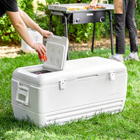 Igloo 44363 Quick and Cool 150 Qt. White Cooler with Quick Access Hatch and Side Swing Handles