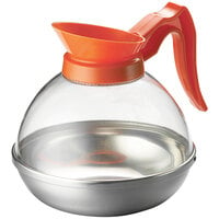 Tablecraft 64 oz. Coffee Decanter with Orange Handle and Stainless Steel Bottom 19