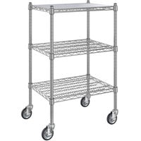 Regency 18 inch x 24 inch NSF Chrome 3-Shelf Microwave Shelving Kit with 34 inch Posts and Casters
