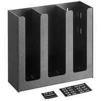 ServSense™ Black 3-Section Vertical Cup and Lid Organizer - 12 1/2" x 4 1/2" x 12"