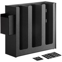 ServSense Black 3-Section Vertical Cup and Lid Organizer - 12 1/2 inch x 4 1/2 inch x 12 inch