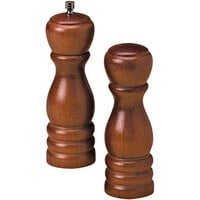 American Metalcraft 6" Mahogany Wood Finish Salt Shaker and Pepper Mill Set