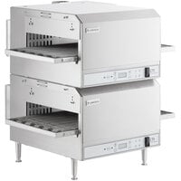 Lincoln 2500/1353 DCTI Double Stacked Countertop Impinger Electric Conveyor Oven with Digital Controls and Standard 31 inch Belt - 208-240V, 12 kW