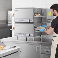 Lincoln 2500/1353 DCTI Double Stacked Countertop Impinger Electric Conveyor Oven with Digital Controls and Standard 31 inch Belt - 208-240V, 12 kW