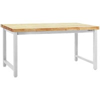 BenchPro Kennedy Series 30" x 60" Butcherblock Wood Top Adjustable Workbench with White Frame KW3060