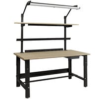 BenchPro Roosevelt Series Particle Board Top Adjustable Workbench with Black Light Frame / Base Frame and Round Front Edge