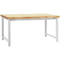 BenchPro Kennedy Series 24 inch x 48 inch Butcherblock Wood Top Adjustable Workbench with White Frame KW2448