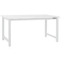 BenchPro Kennedy Series Laminate Top Adjustable Workbench with White Frame and Round Front Edge