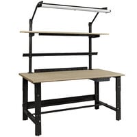 BenchPro Roosevelt Series 30" x 72" Particle Board Top Adjustable Workbench with Black Light Frame / Base Frame and Round Front Edge RPBC-4