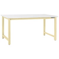 BenchPro Kennedy Series 24 inch x 48 inch Laminate Top Adjustable Workbench with Beige Frame and Round Front Edge KF2448