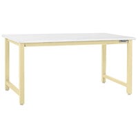 BenchPro Kennedy Series Laminate Top Adjustable Workbench with Beige Frame and Round Front Edge