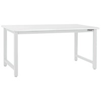 BenchPro Kennedy Series 30" x 72" Laminate Top Adjustable Workbench with White Frame and Round Front Edge KF3072