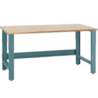 BenchPro Roosevelt Series 30 inch x 48 inch Maple Butcher Block Top Adjustable Workbench with Light Blue Frame RW3048