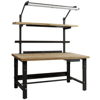 BenchPro Roosevelt Series Maple Butcher Block Top Adjustable Workbench with Black Light Frame / Base Frame and Round Front Edge