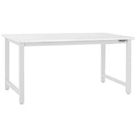 BenchPro Kennedy Series 24" x 60" Laminate Top Adjustable Workbench with White Frame and Round Front Edge KF2460