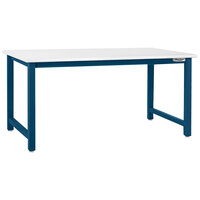 BenchPro Kennedy Series 24" x 60" Laminate Top Adjustable Workbench with Dark Blue Frame and Round Front Edge KF2460
