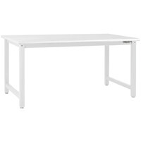BenchPro Kennedy Series 30" x 60" ESD LisStat Laminate Top Adjustable Workbench with White Frame and Round Front Edge KD3060