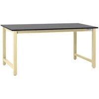 BenchPro Kennedy Series 30 inch x 48 inch Phenolic Resin Top Adjustable Workbench with Beige Frame and Square Cut Front Edge KZ3048