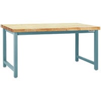 BenchPro Kennedy Series Butcherblock Wood Top Adjustable Workbench with Light Blue Frame