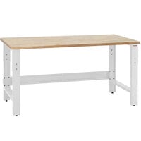 BenchPro Roosevelt Series 30 inch x 48 inch Maple Butcher Block Top Adjustable Workbench with White Frame RW3048