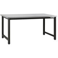 BenchPro Kennedy Series 30 inch x 48 inch Stainless Steel Top Adjustable Workbench with Black Frame and Square Cut Front Edge KN3048