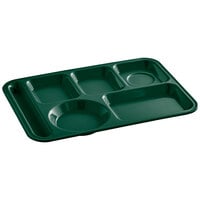 Choice 10" x 14" Left Handed Heavy-Duty Melamine NSF Forest Green 6 Compartment Tray