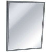 American Specialties, Inc. 18 inch x 30 inch Fixed Tilt Plate Glass Mirror with Stainless Steel Frame