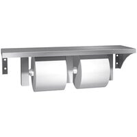 American Specialties, Inc. 10-0697-GAL Stainless Steel Surface Mounted Double Toilet Tissue Holder with Shelf