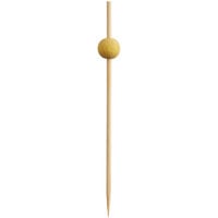 Front of the House Yellow Bamboo Ball Pick 4 1/2 inch - 100/Pack