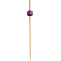 Front of the House Purple Bamboo Ball Pick 4 1/2 inch - 100/Pack