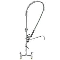 T&S B-0123-12CRCVBC EasyInstall Deck Mounted 45 1/4" High Pre-Rinse Faucet with Adjustable 8" Centers, Low Flow Spray Valve, 44" Hose, 12" Add-On Faucet, Vacuum Breaker, and 6" Wall Bracket