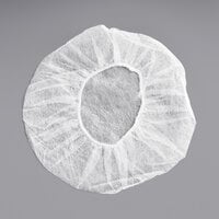 Choice 18" White Disposable Polypropylene Bouffant Cap - 100/Pack