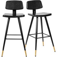 Flash Furniture Kenzie Black LeatherSoft Low-Back Barstool with Gold-Tipped Legs - 2/Pack