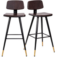 Flash Furniture Kenzie Brown LeatherSoft Low-Back Barstool with Gold-Tipped Legs - 2/Pack