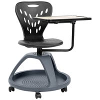 Flash Furniture Black Mobile Desk Chair with 360 Degree Table Rotation and Under Seat Storage