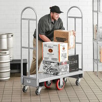 Lavex 16 inch x 48 inch Heavy-Duty Steel U-Boat Utility Cart - 2000 lb. Capacity