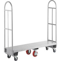 Lavex 16" x 60" Heavy-Duty Steel U-Boat Utility Cart with Center Brakes - 2000 lb. Capacity