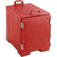 CaterGator Cherry Red Front Loading Insulated Food Pan Carrier - 5 Full-Size Pan Max Capacity