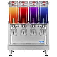 Crathco Quadruple 2.4 Gallon Bowl Premix Cold Beverage Dispenser with Agitation Function and Polycarbonate Lids
